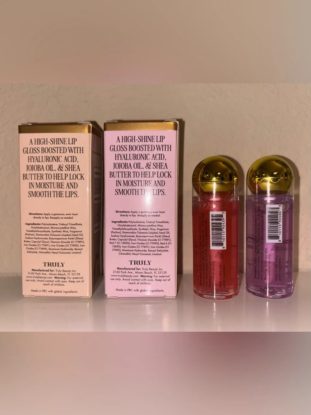 Set of 4 Truly Beauty Luxury Peptide Lip Oils & Glosses NWT